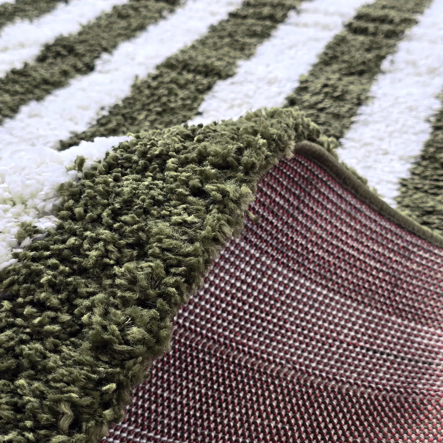 Tapis à poils longs - Imilchil (blanc/vert)
