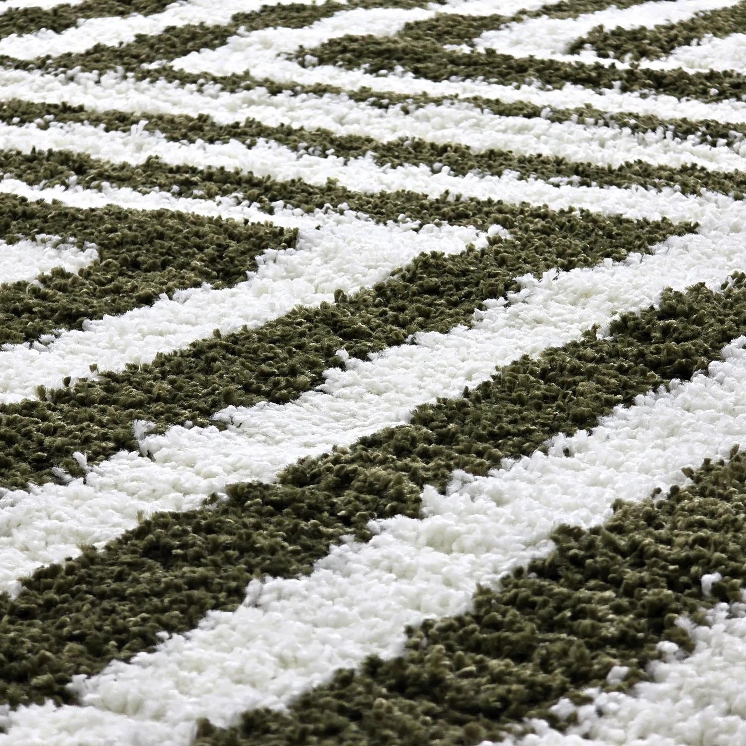 Tapis à poils longs - Imilchil (blanc/vert)