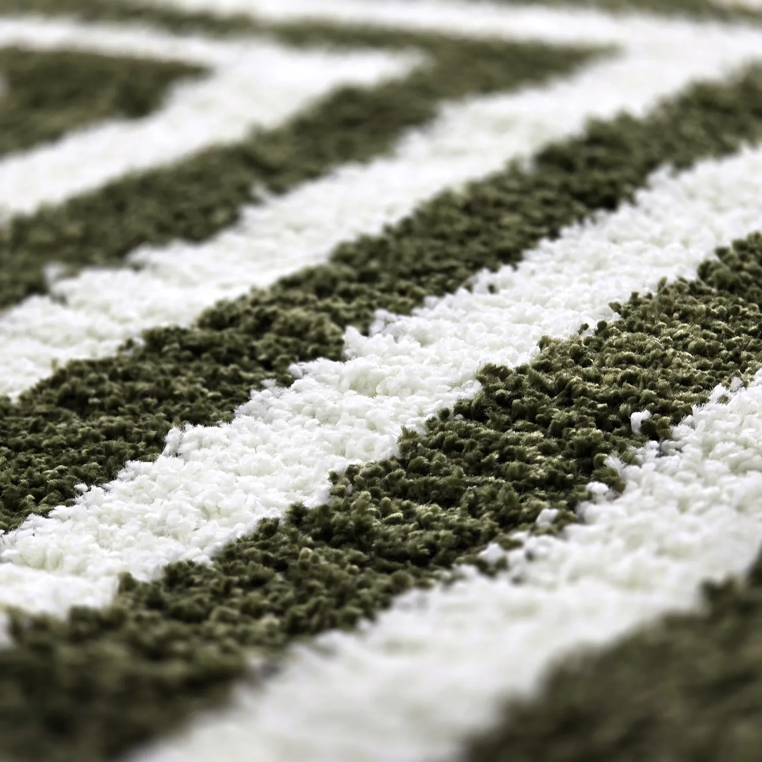 Tapis à poils longs - Imilchil (blanc/vert)