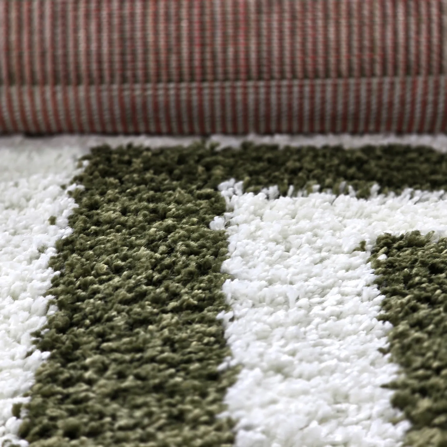 Tapis à poils longs - Imilchil (blanc/vert)