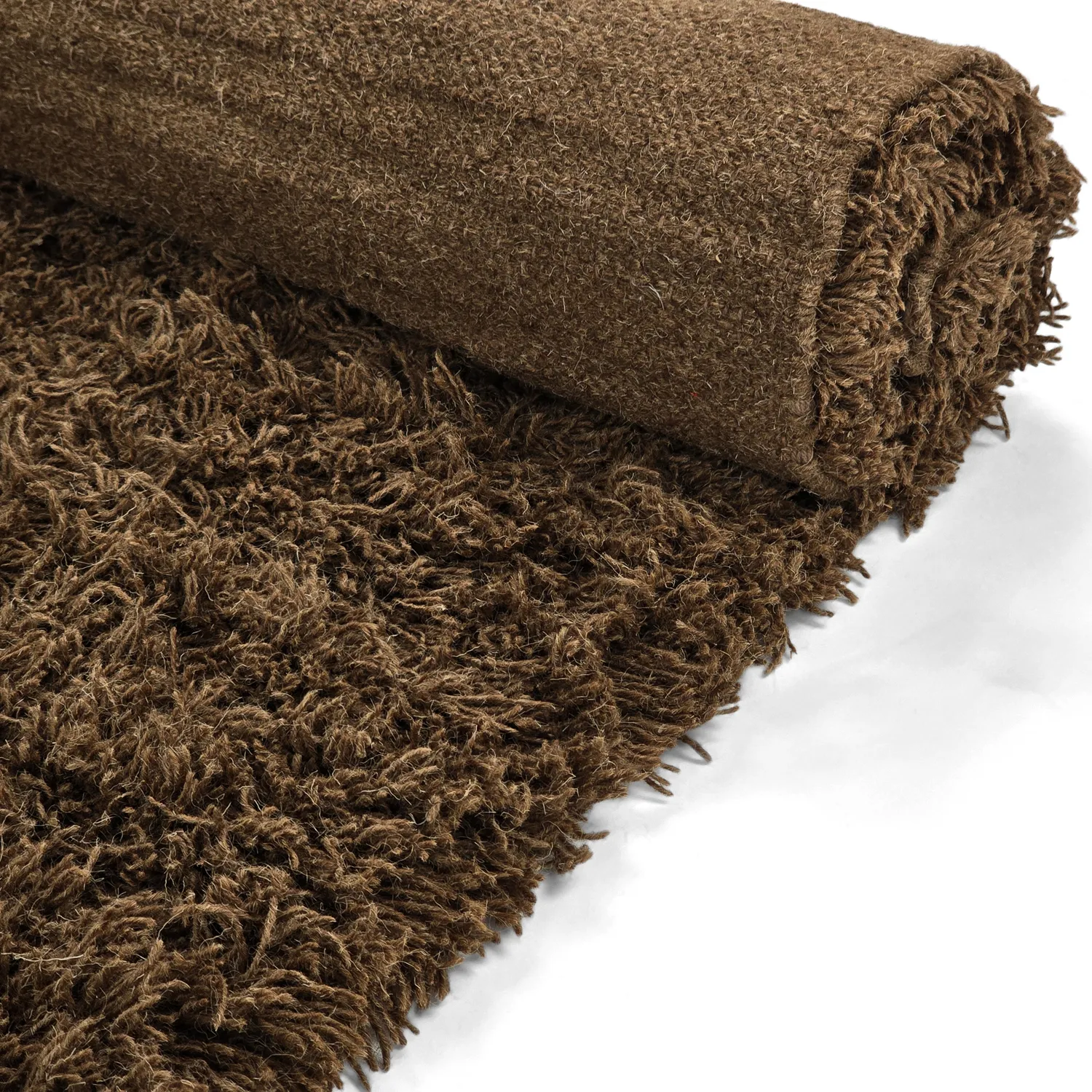 Tapis à poils longs - Melilla Hand Woven Wool Shaggy (marron)