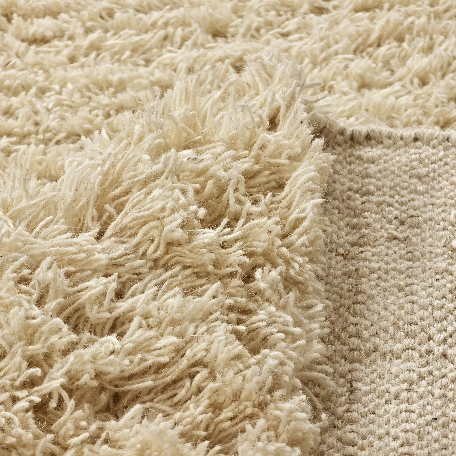 Tapis à poils longs - Melilla Hand Woven Wool Shaggy (naturel)