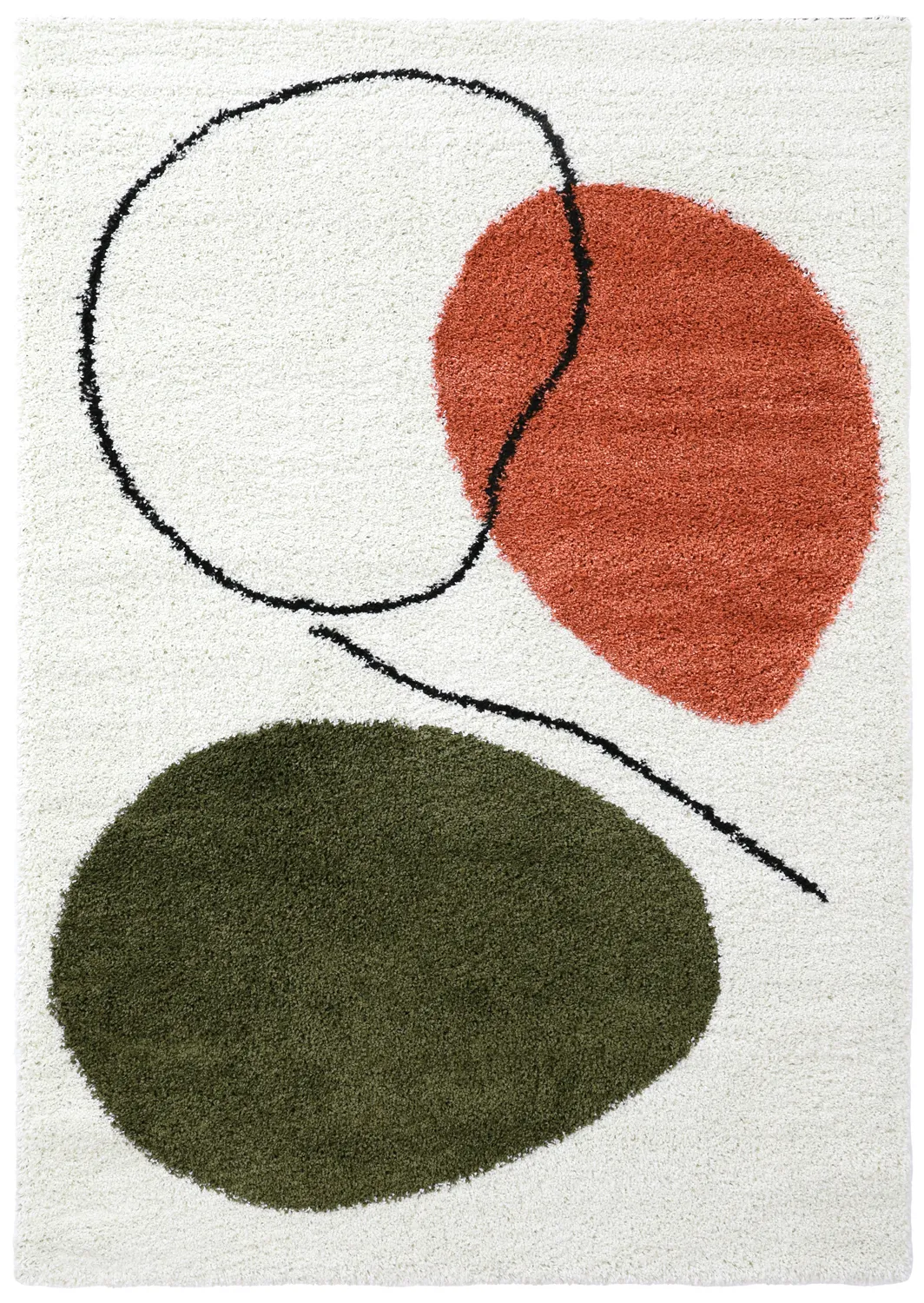 Tapis à poils longs - Sanghar (blanc/orange/vert)