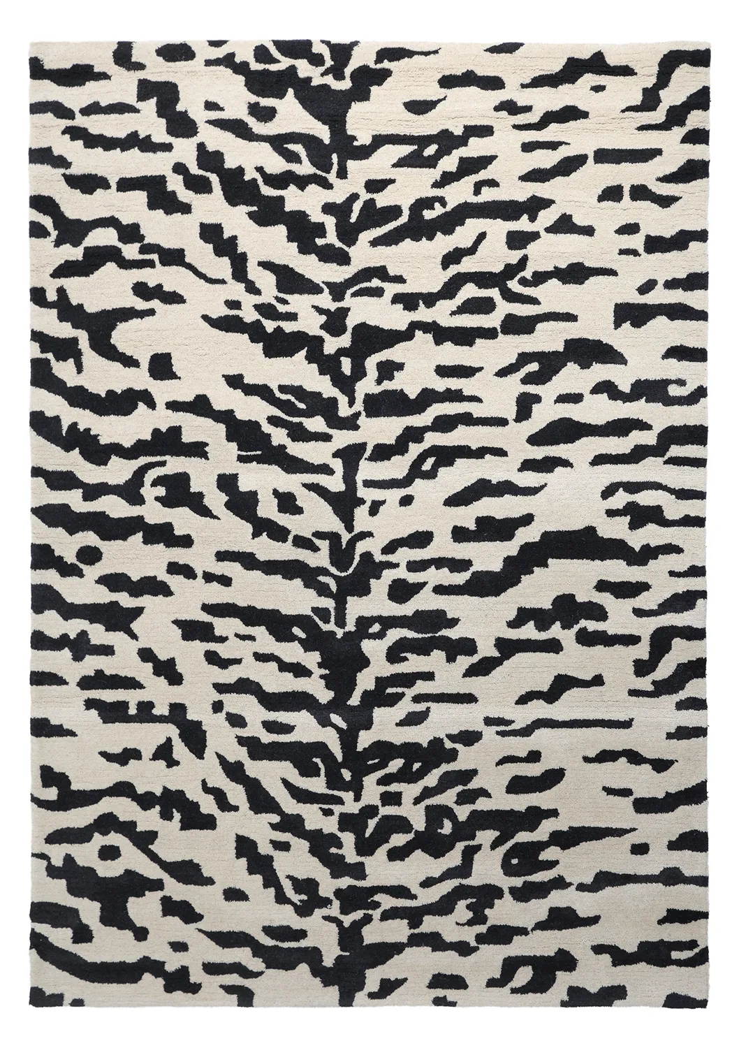 Tapis shaggy - Zebra Tufted Wool Premium (blanc/noir)
