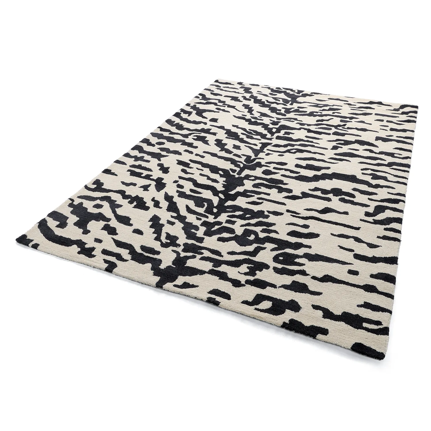 Tapis shaggy - Zebra Tufted Wool Premium (blanc/noir)
