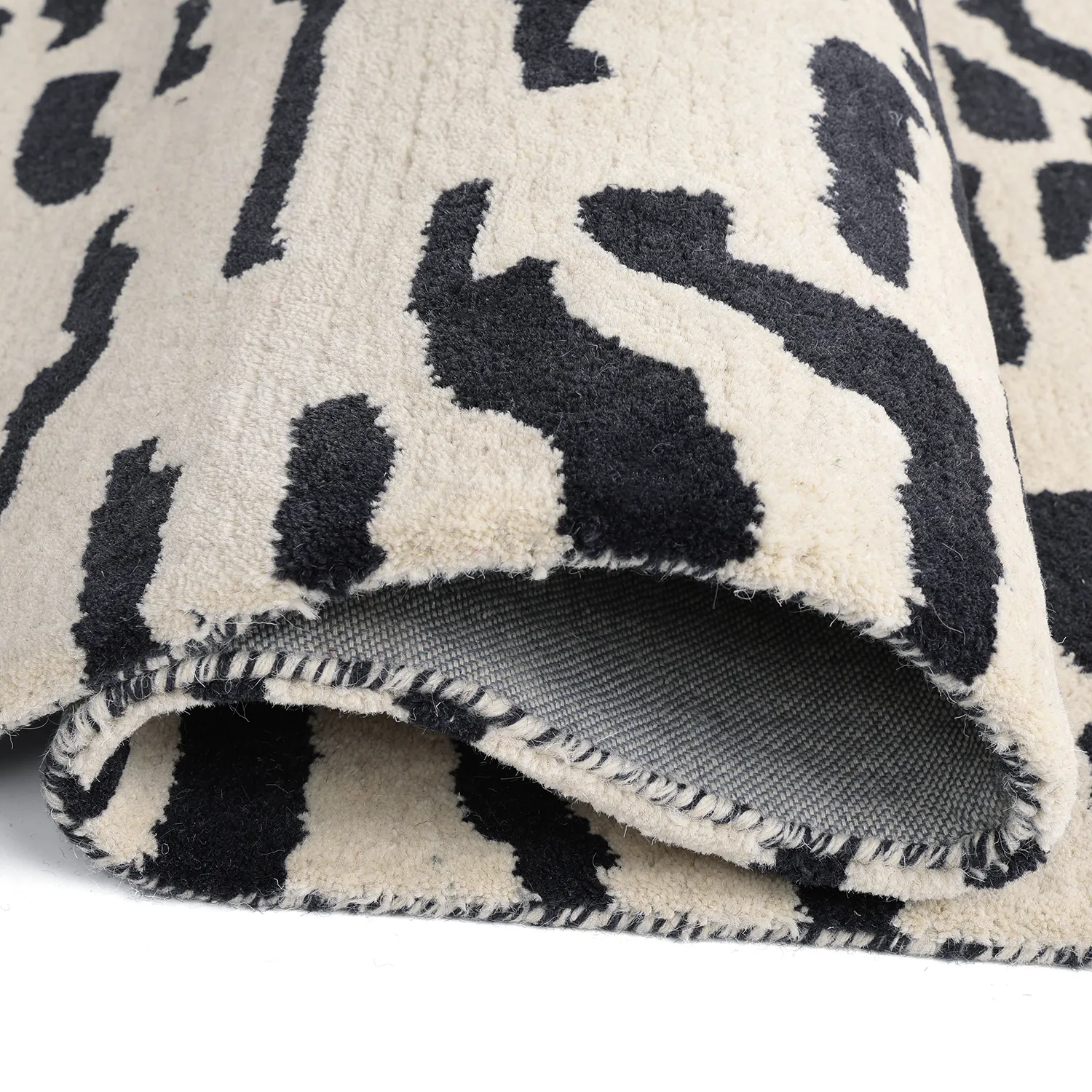 Tapis shaggy - Zebra Tufted Wool Premium (blanc/noir)