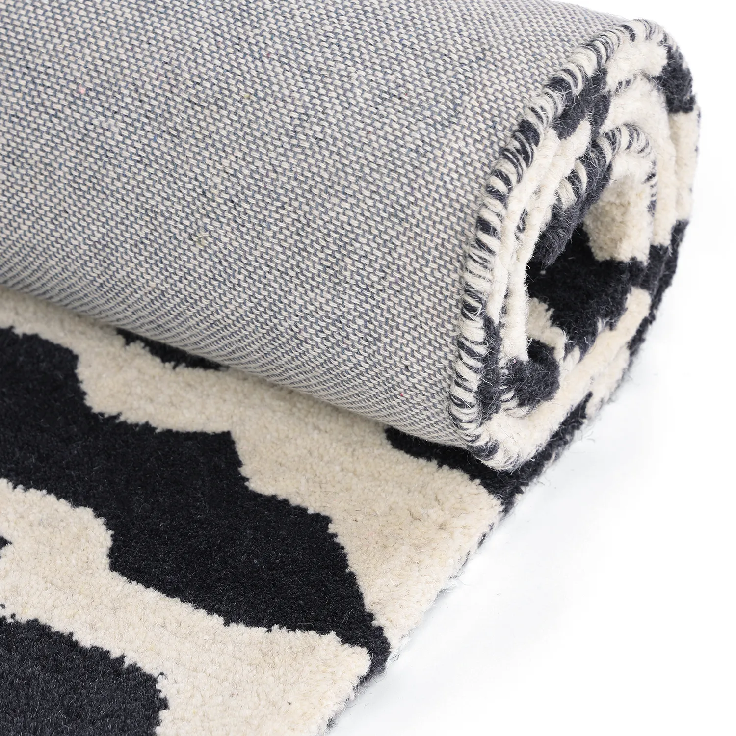 Tapis shaggy - Zebra Tufted Wool Premium (blanc/noir)