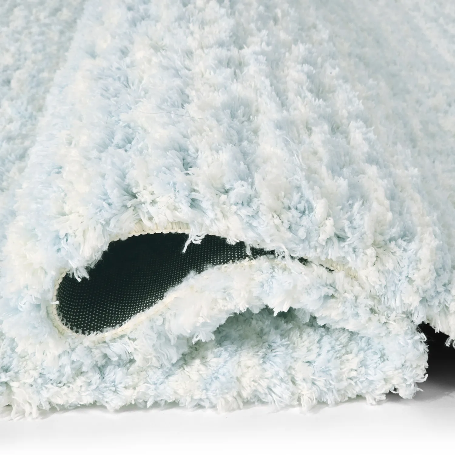 Tapis shaggy - Aden (bleu clair/blanc)