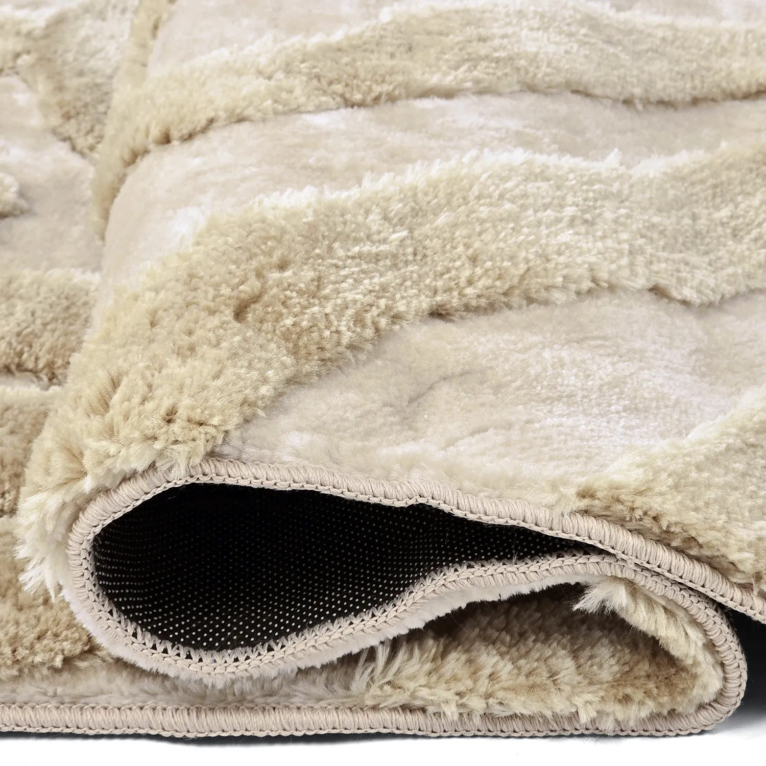 Tapis shaggy - Akaba (crème/beige)