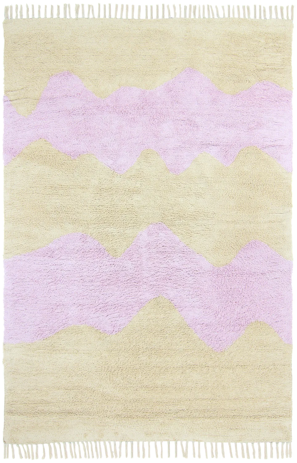 Tapis à poils longs - Amira Natural Cotton Shaggy (beige/violet)