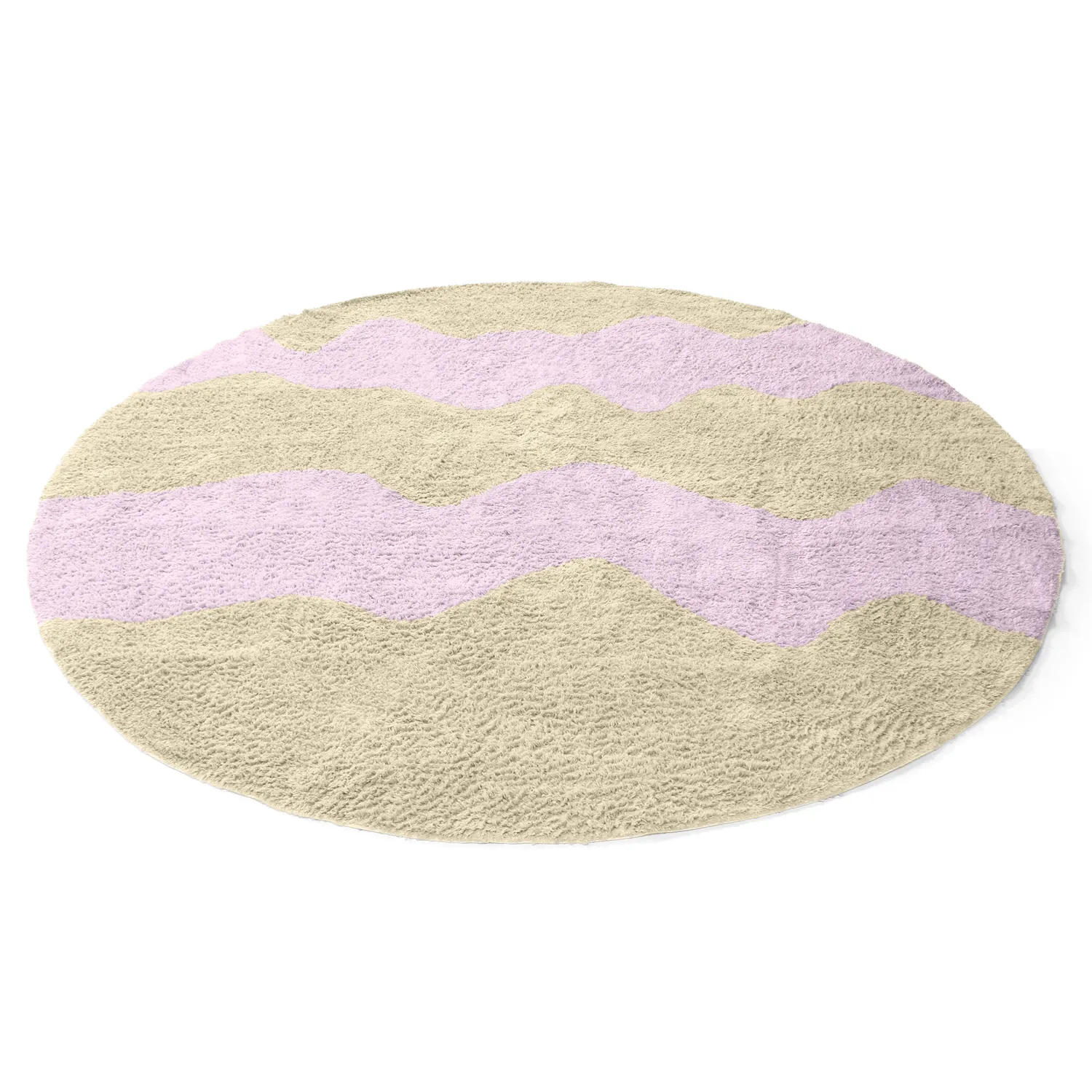 Tapis rond - Amira Natural Cotton Shaggy (beige/violet)