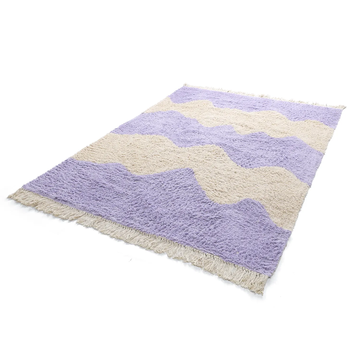 Tapis shaggy - Amira Natural Cotton Shaggy (violet/beige)