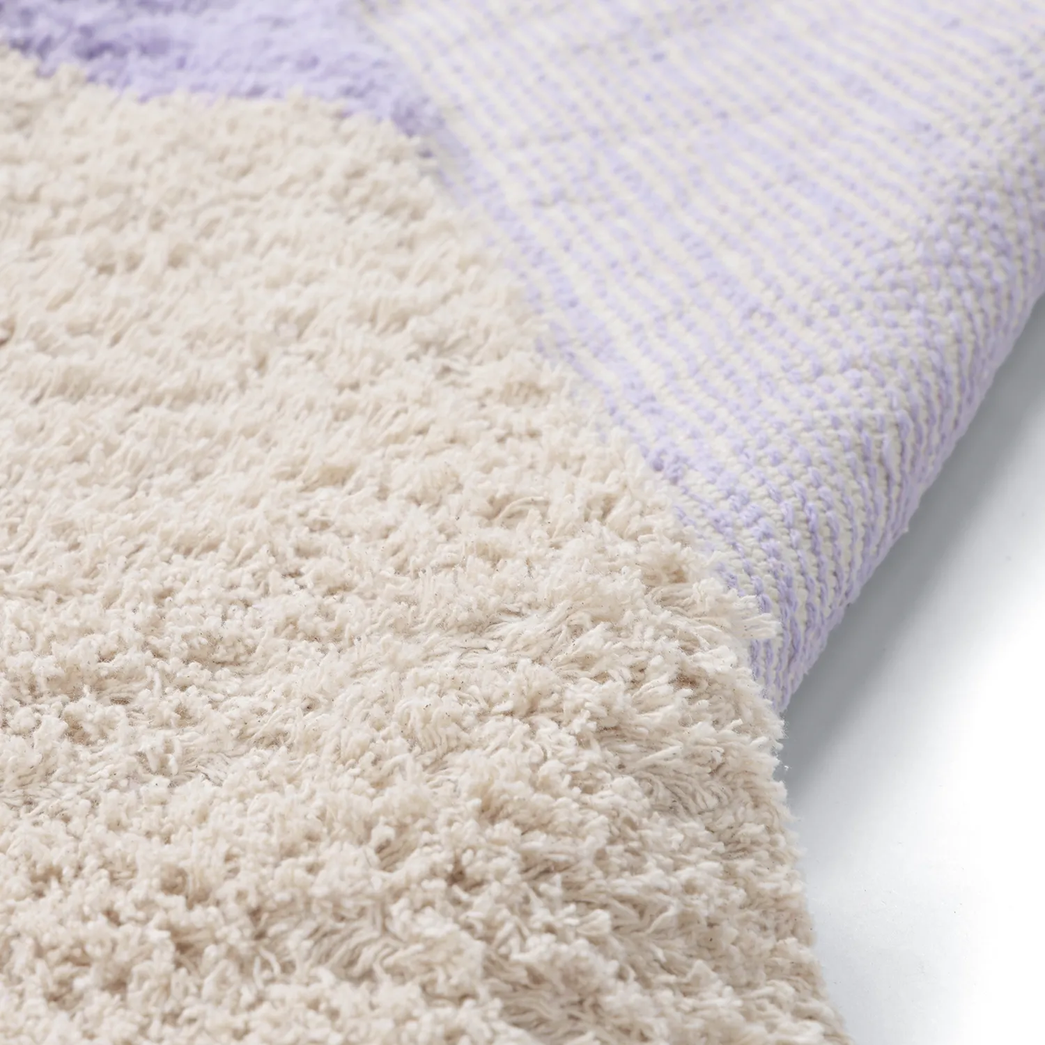 Tapis shaggy - Amira Natural Cotton Shaggy (violet/beige)
