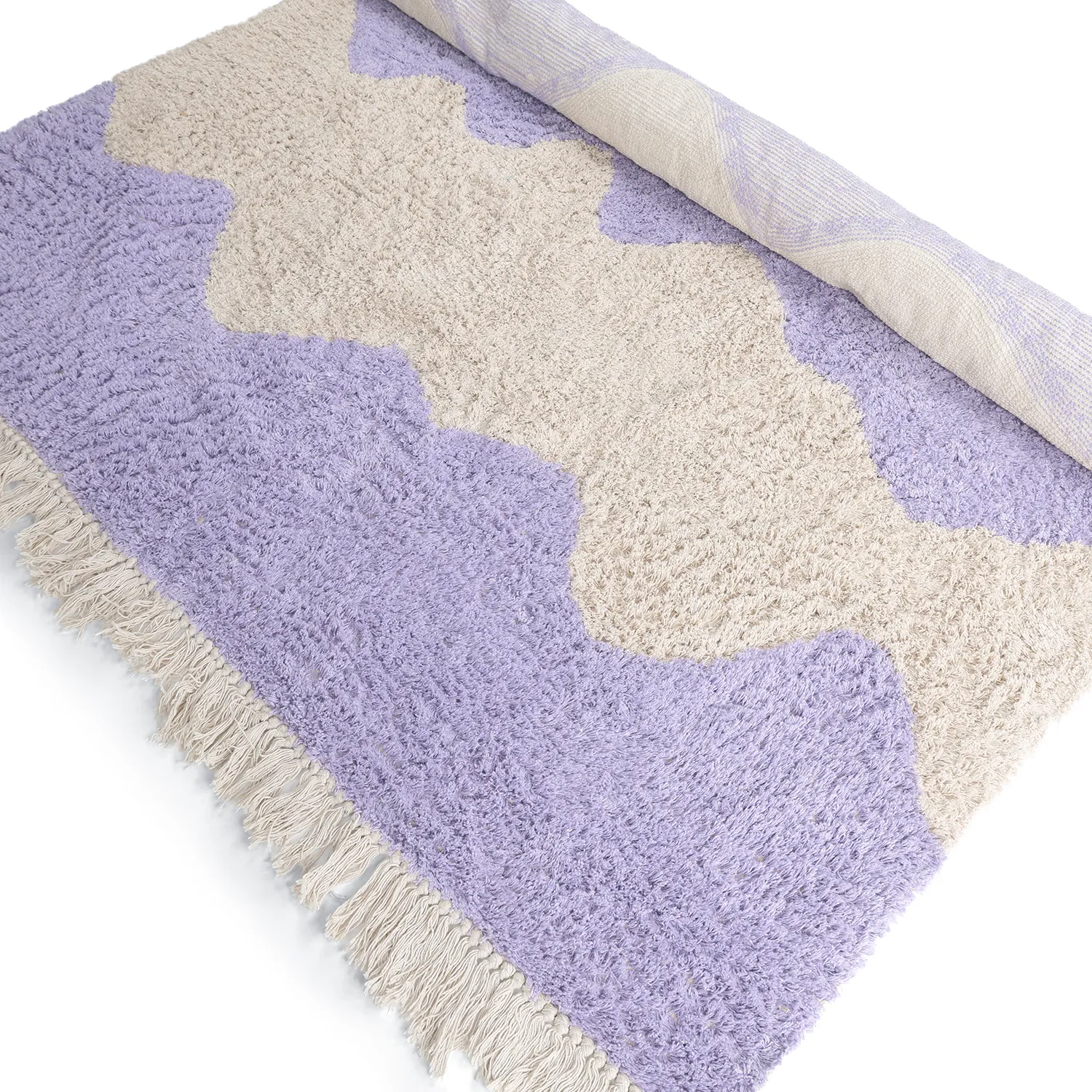 Tapis shaggy - Amira Natural Cotton Shaggy (violet/beige)