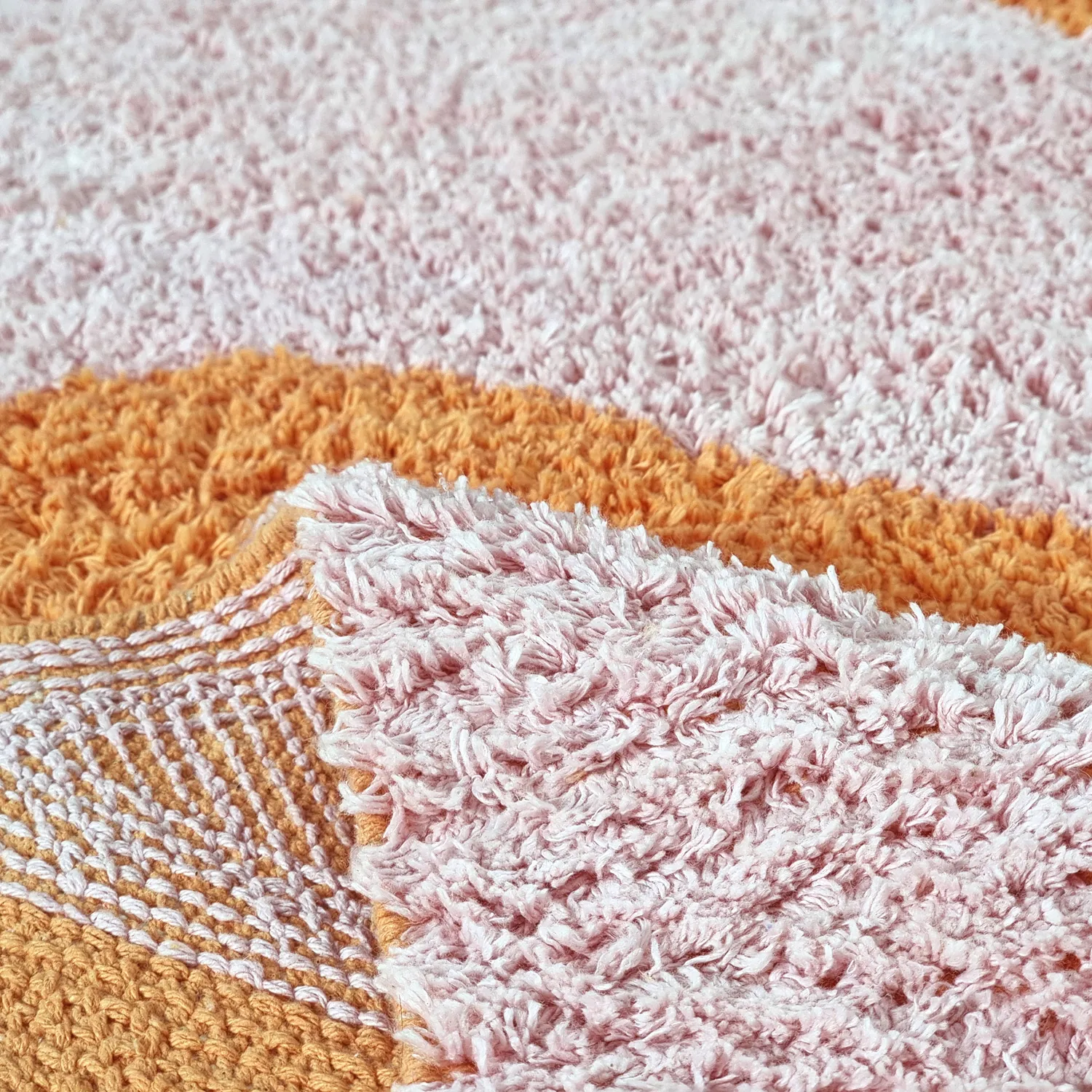 Tapis shaggy - Amira Natural Cotton Shaggy (orange/rose)