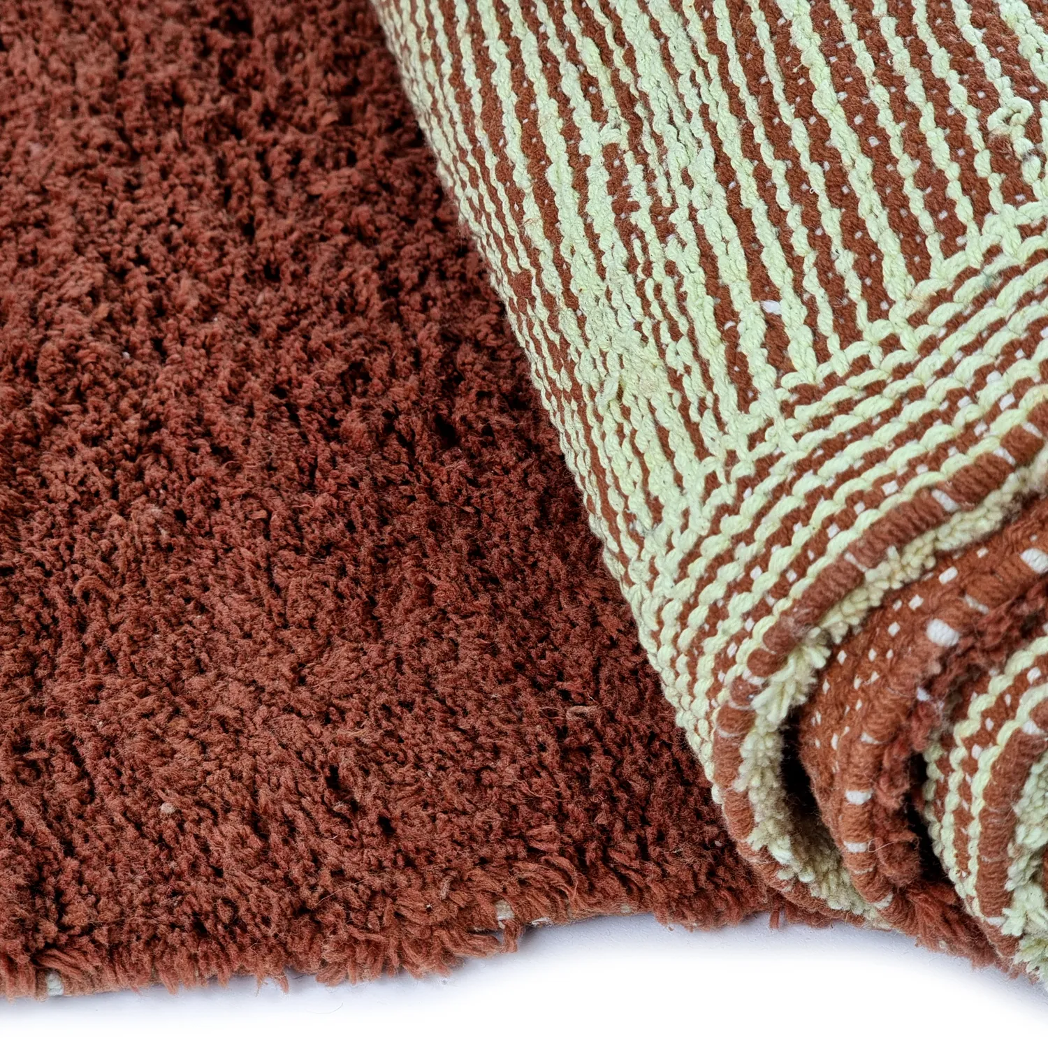 Tapis shaggy - Amira Natural Cotton Shaggy (rouge/beige)
