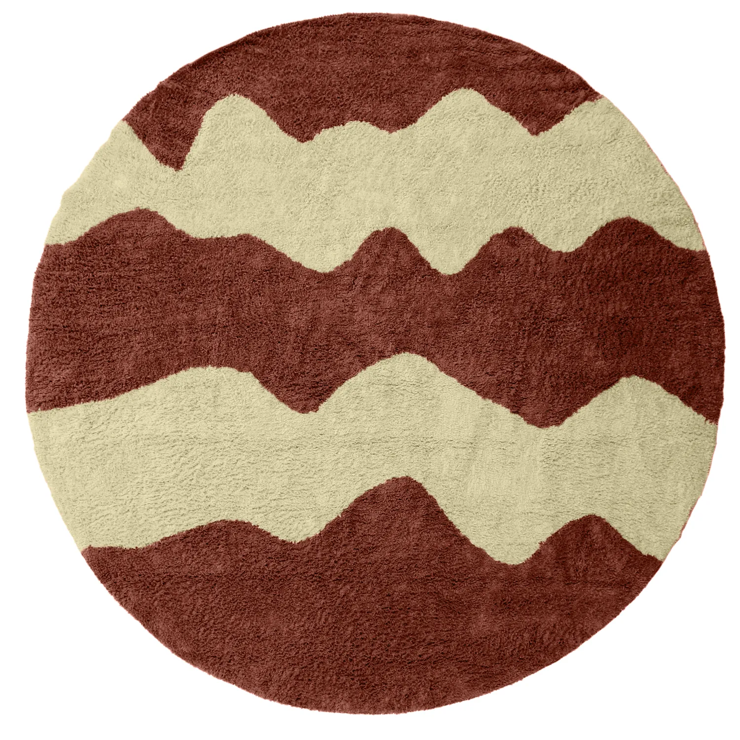 Tapis rond - Amira Natural Cotton Shaggy (rouge/beige)