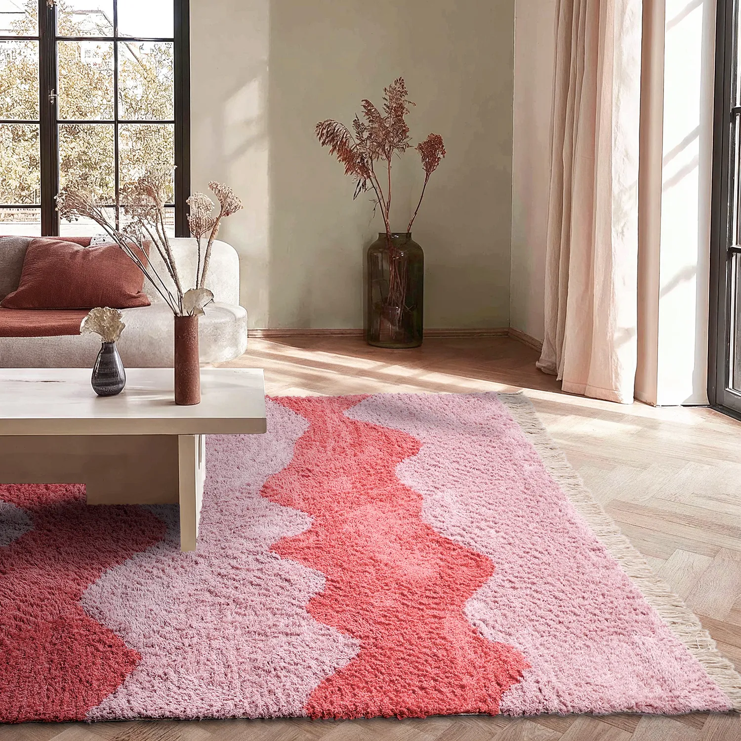 Tapis shaggy - Amira Natural Cotton Shaggy (rose)
