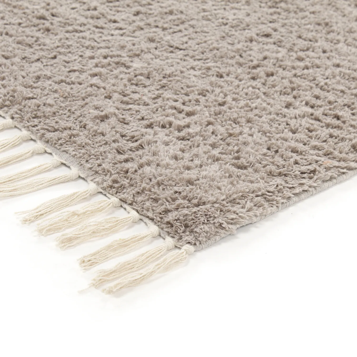 Tapis shaggy - Amira Natural Cotton Shaggy (taupe/jaune)