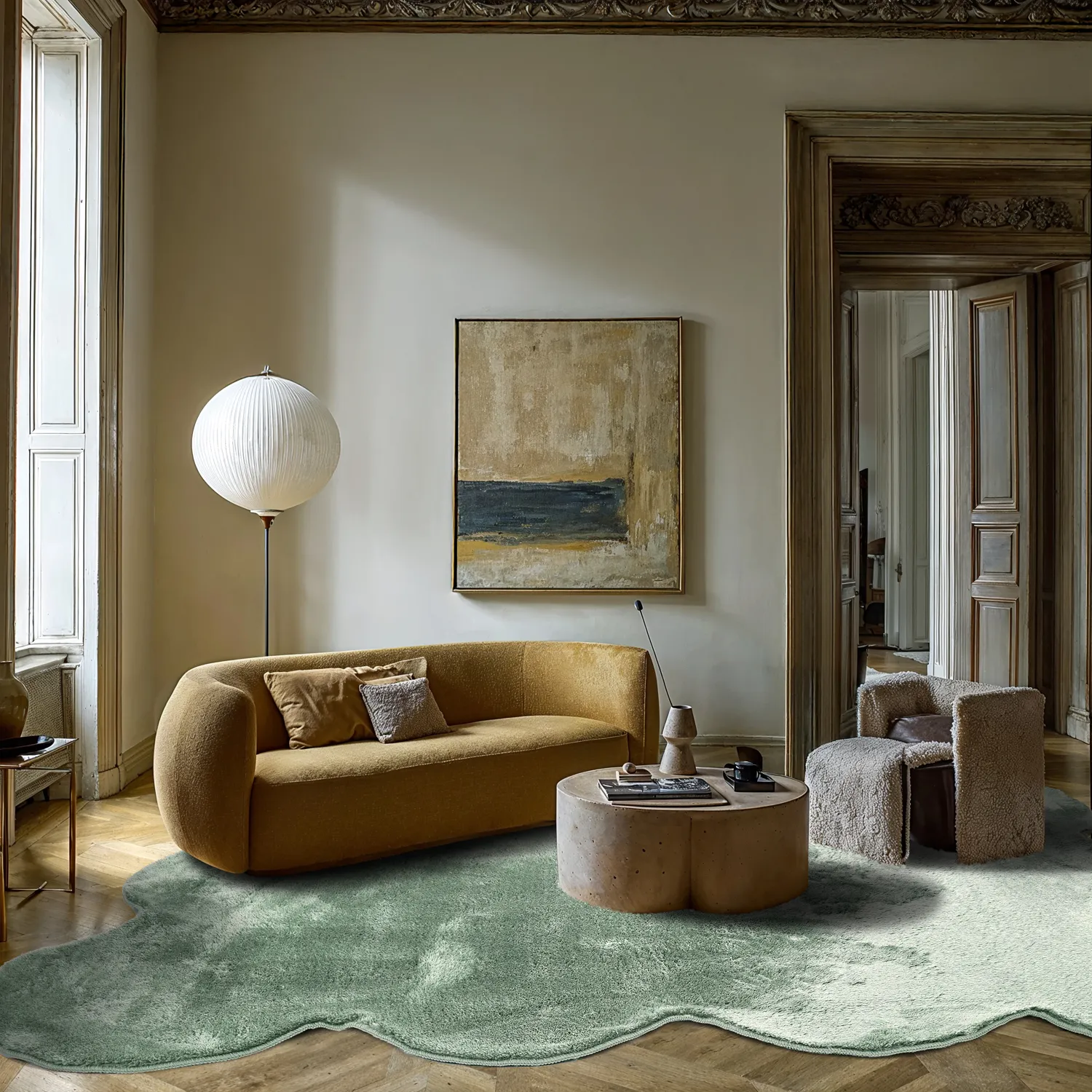 Tapis shaggy ondulé - Aranga Super Soft Fur (vert)