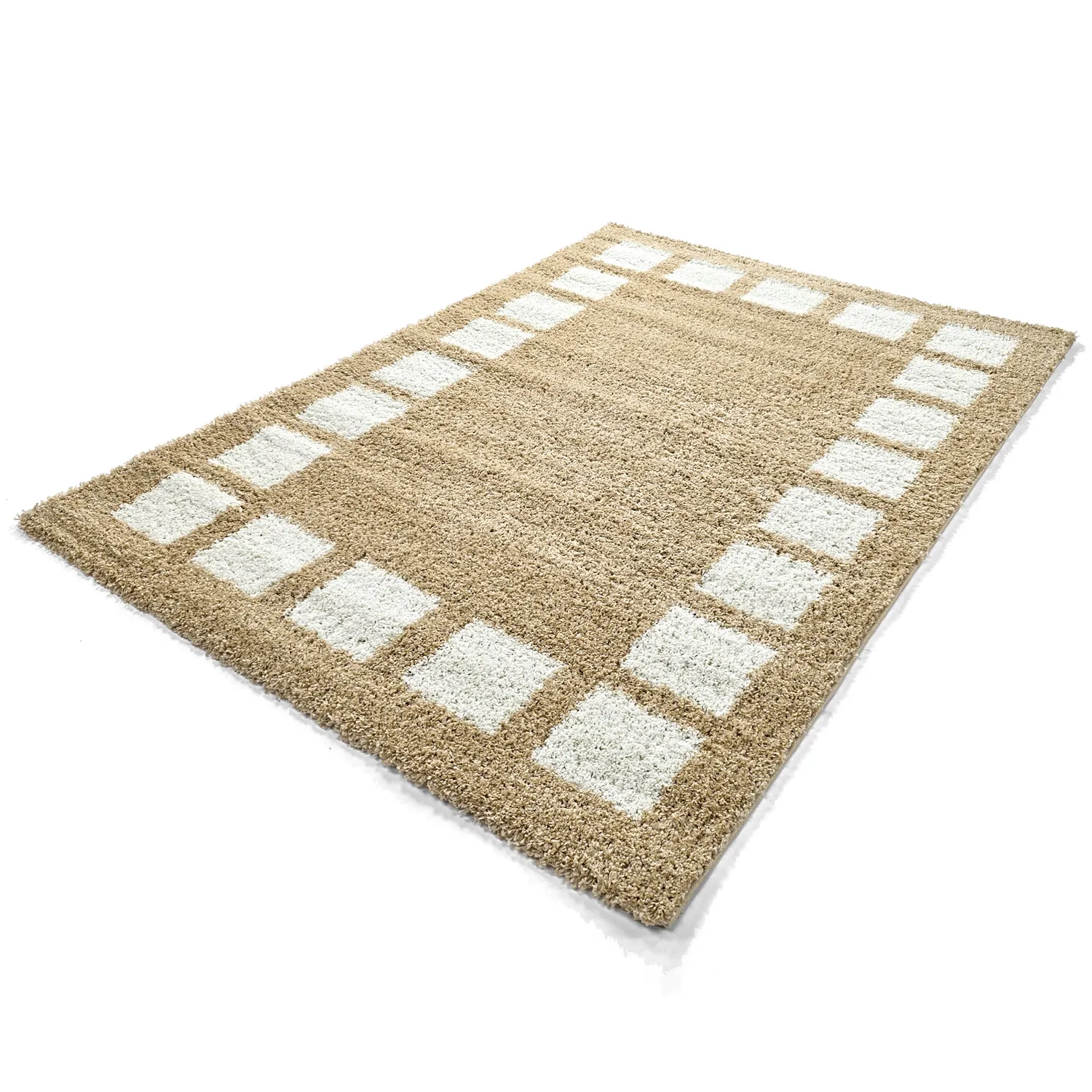 Tapis à poils longs - Asilah (beige/blanc)