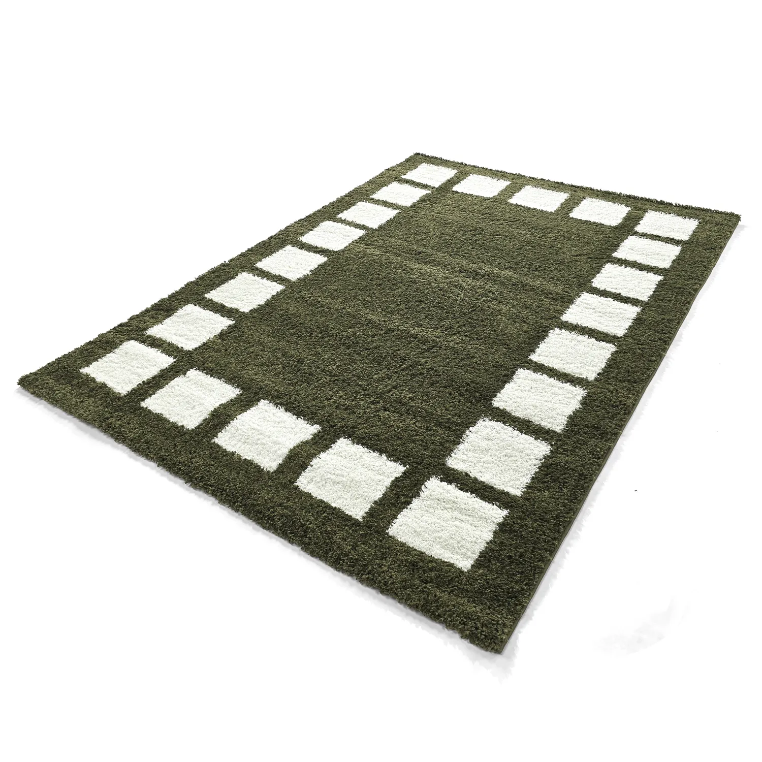 Tapis à poils longs - Asilah (vert/blanc)