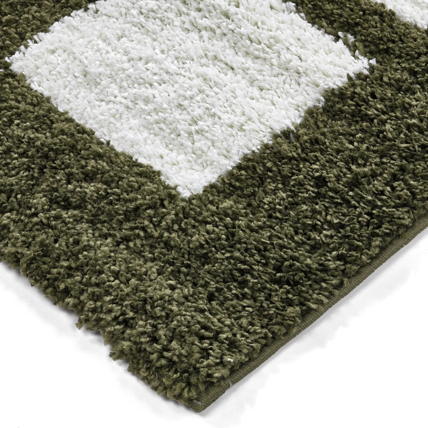 Tapis à poils longs - Asilah (vert/blanc)