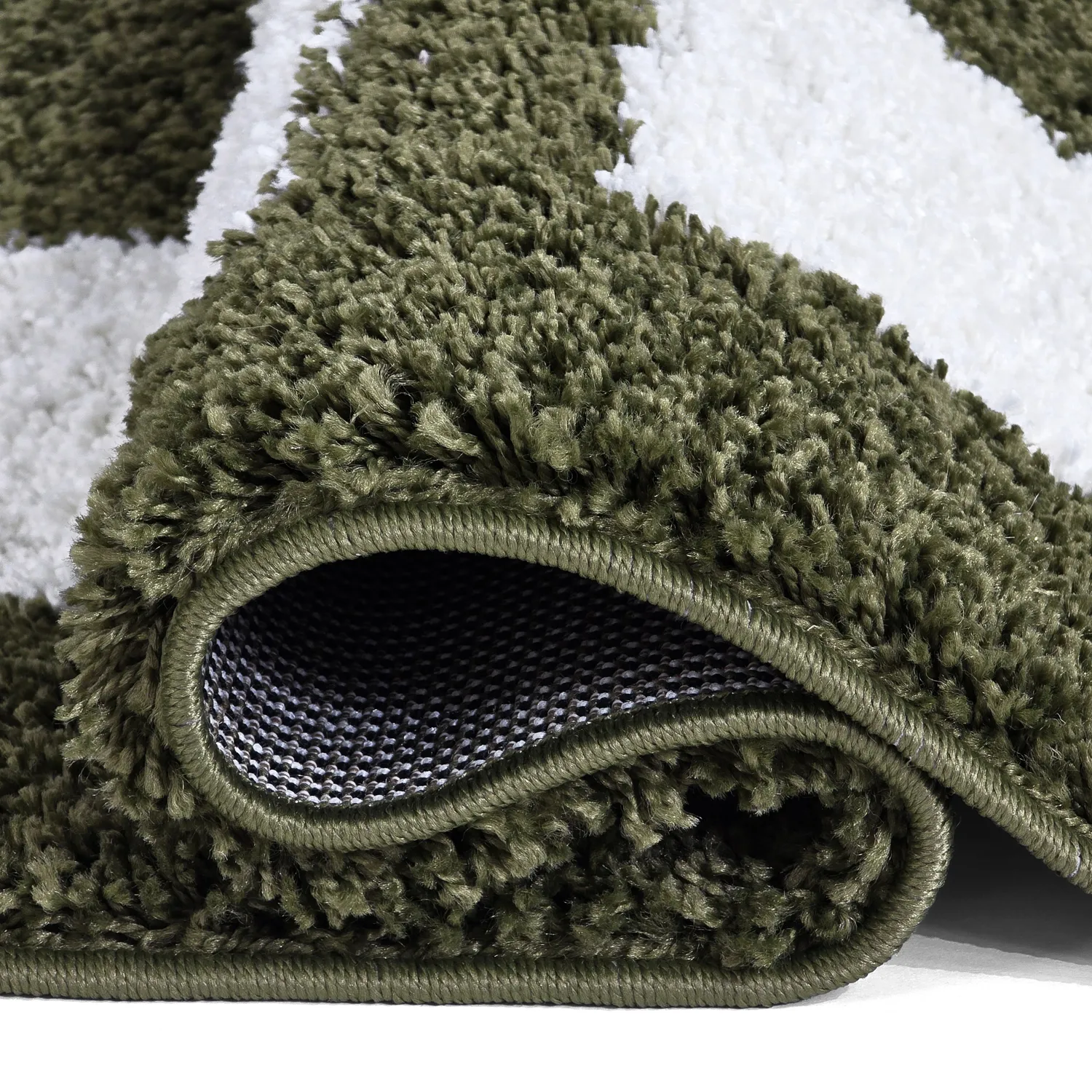 Tapis à poils longs - Asilah (vert/blanc)