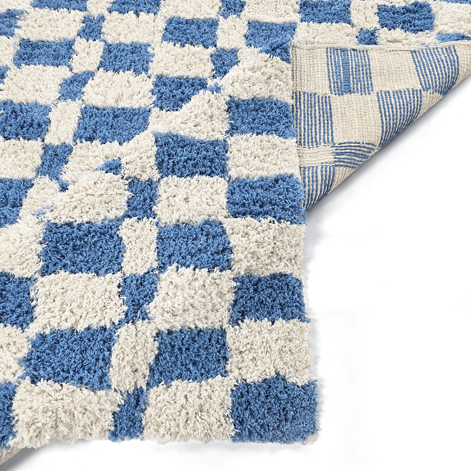Tapis shaggy - Atrani Natural Cotton Shaggy (bleu)