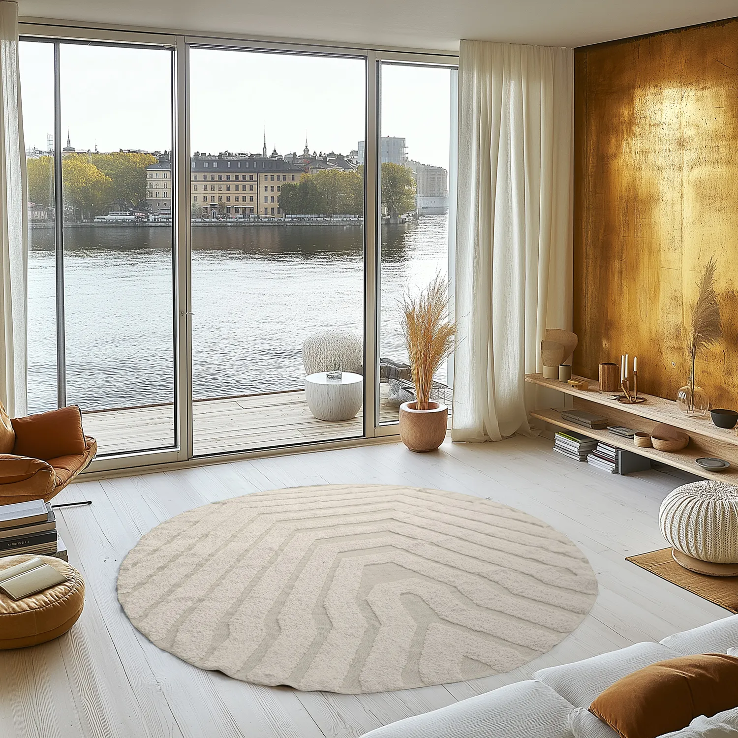Tapis rond - Callista Natural Cotton Shaggy (beige)