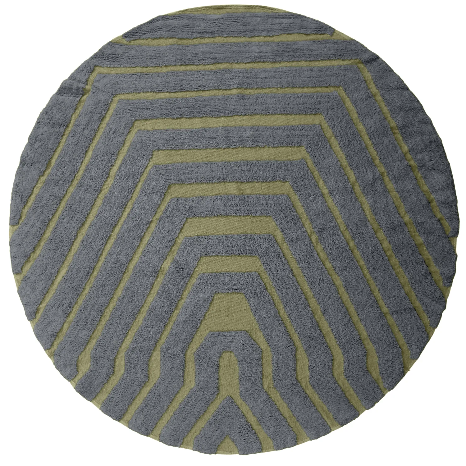Tapis rond - Callista Natural Cotton Shaggy (noir/vert)