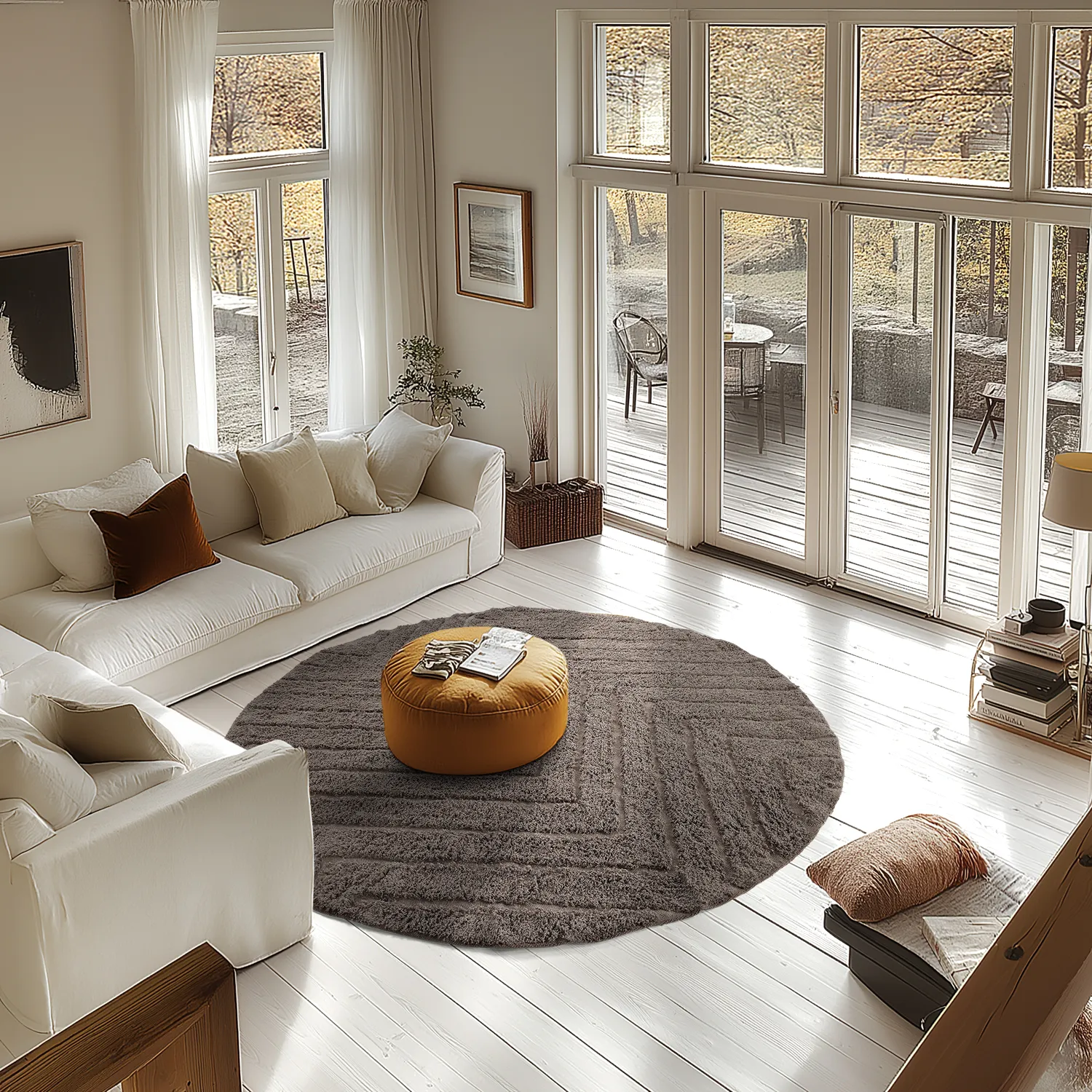 Tapis rond - Conara Natural Cotton Shaggy (taupe)