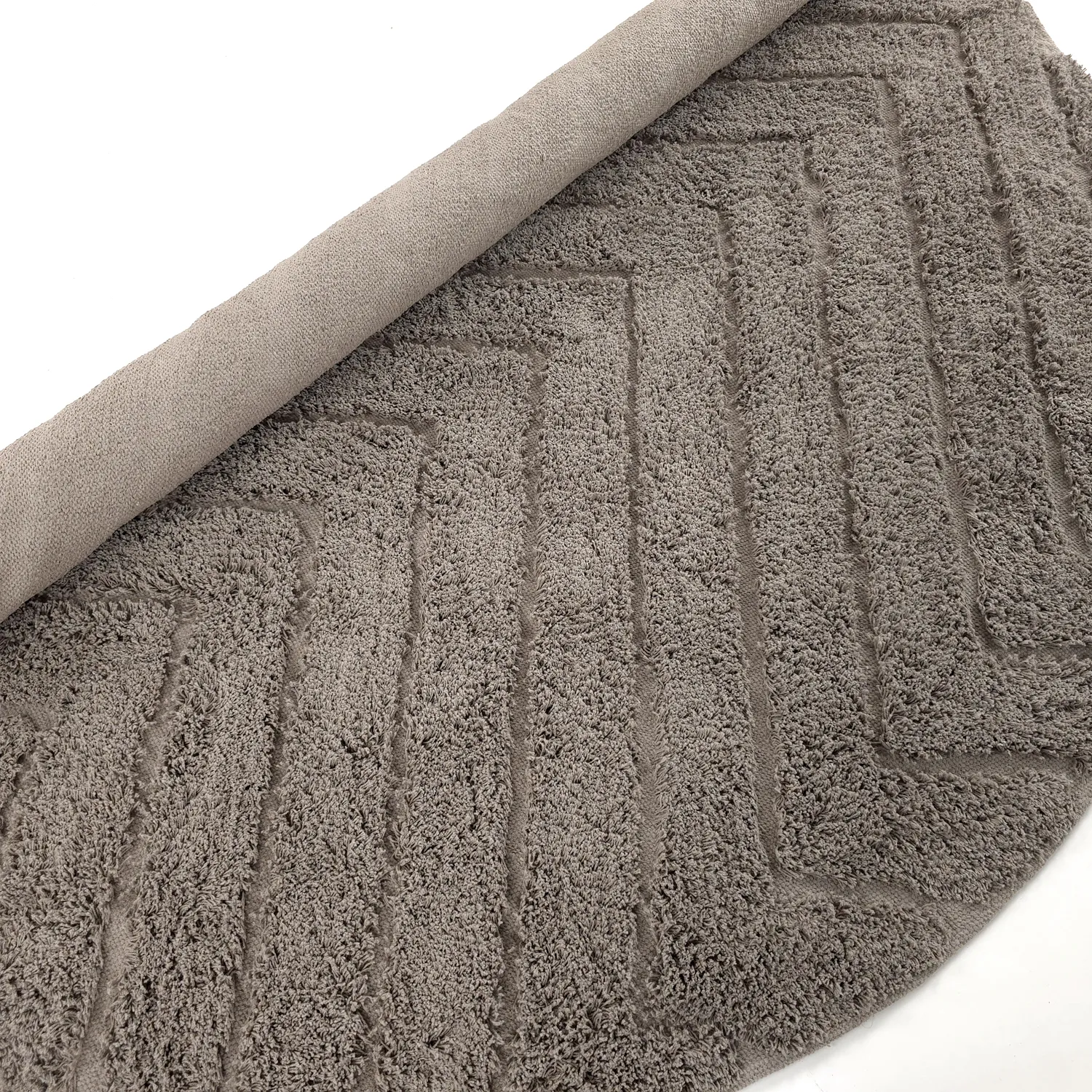 Tapis rond - Conara Natural Cotton Shaggy (taupe)