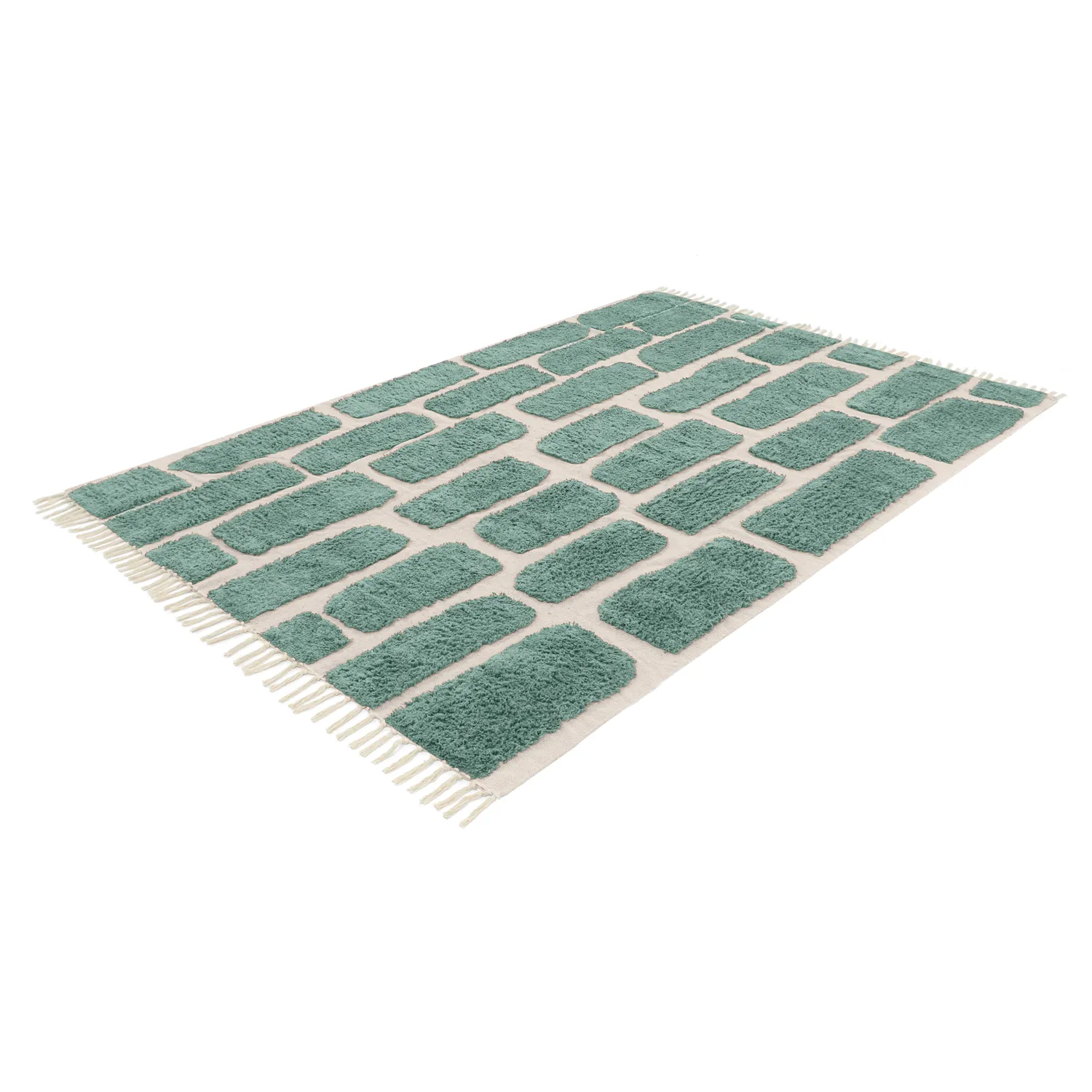 Tapis à poils longs - Cyrus Natural Cotton Shaggy (vert)