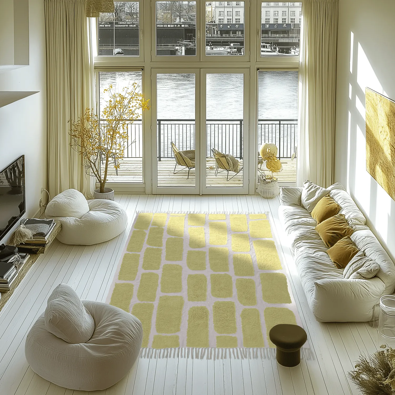 Tapis à poils longs - Cyrus Natural Cotton Shaggy (jaune)