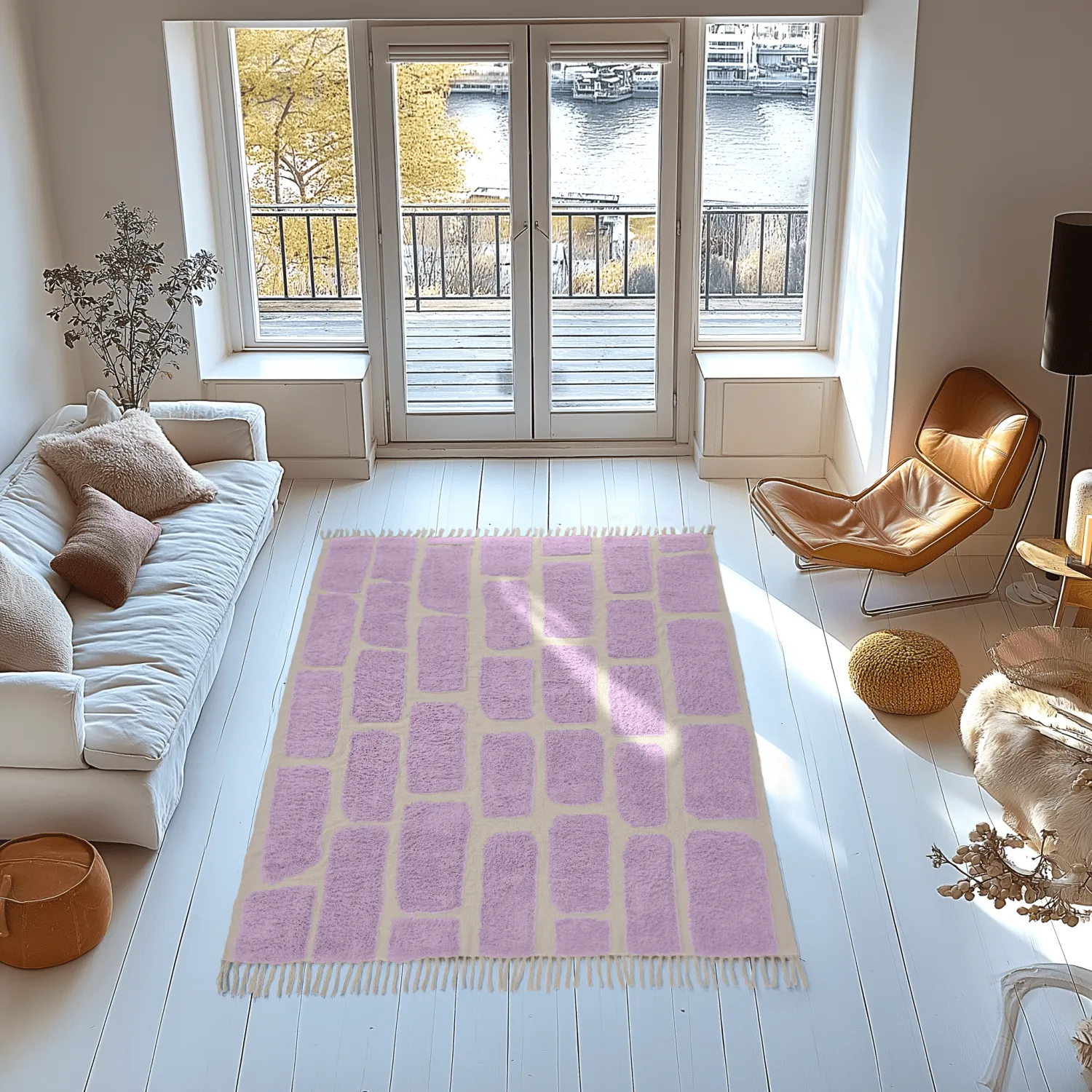 Tapis à poils longs - Cyrus Natural Cotton Shaggy (violet)