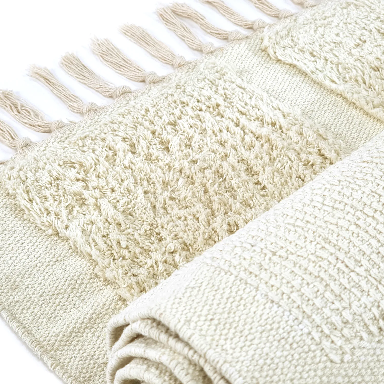 Tapis à poils longs - Cyrus Natural Cotton Shaggy (blanc cassé)