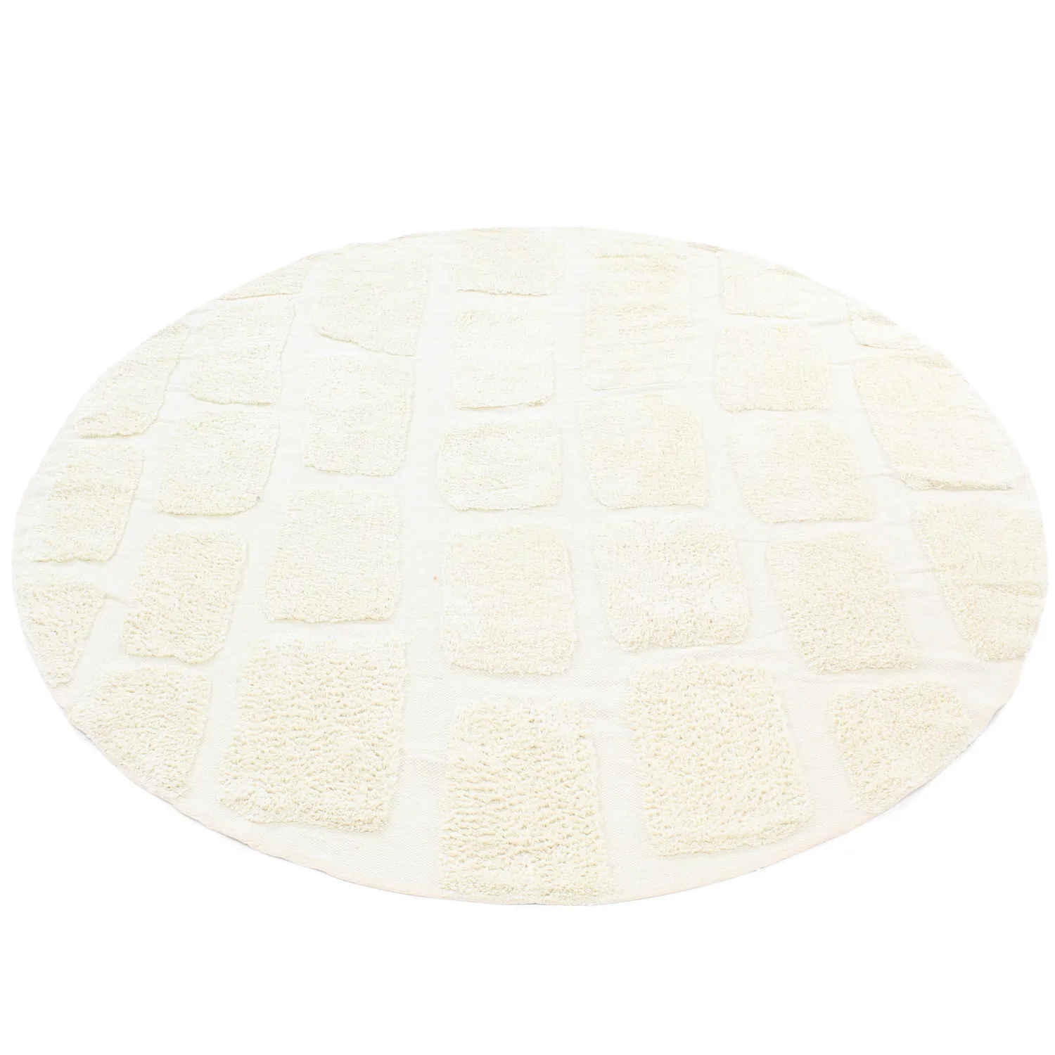 Tapis rond - Cyrus Natural Cotton Shaggy (blanc cassé)