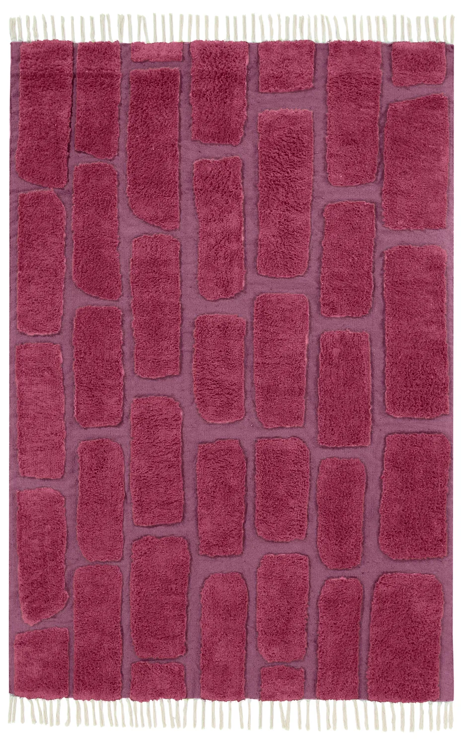 Tapis à poils longs - Cyrus Natural Cotton Shaggy (rouge)