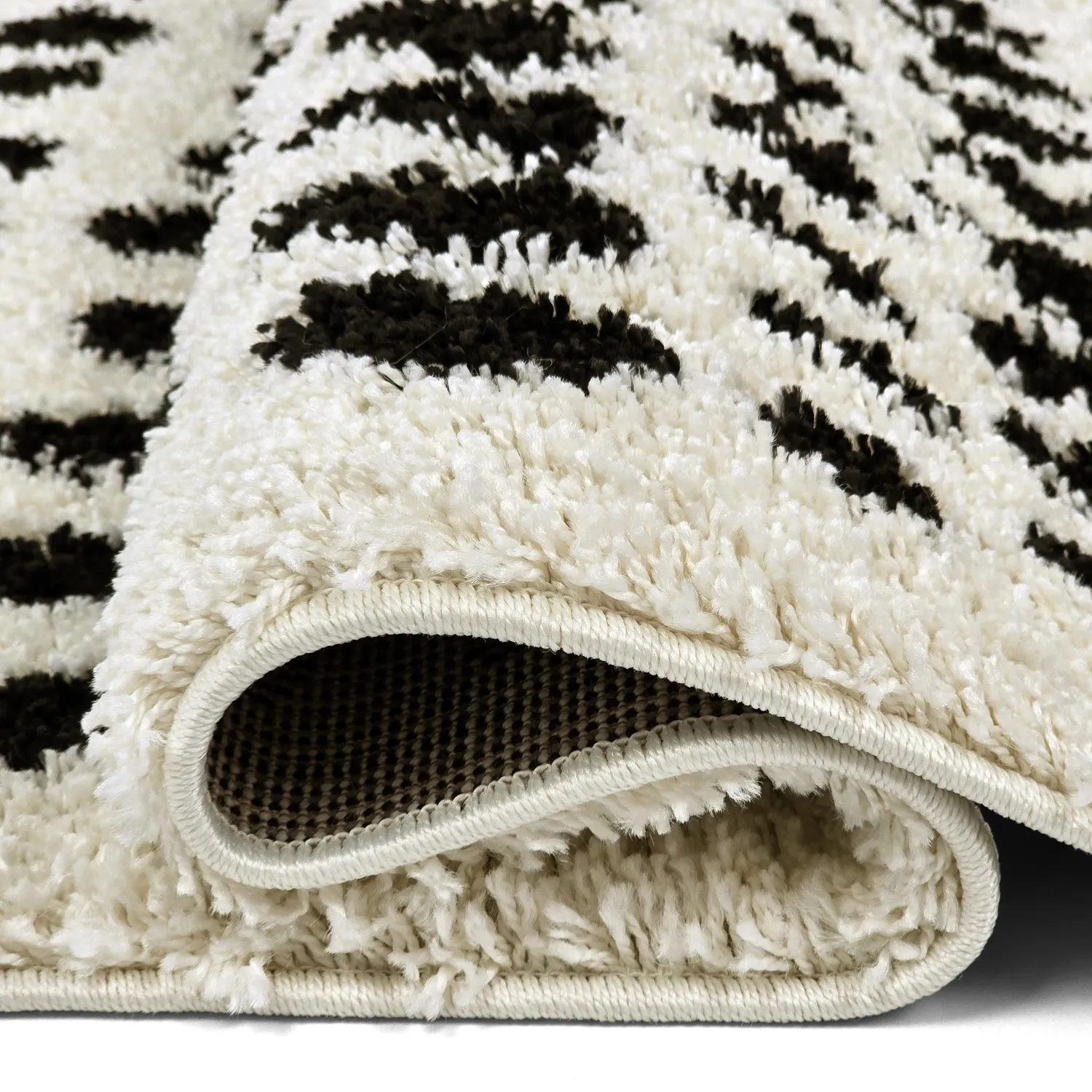 Tapis à poils longs - Dotty (noir/blanc)