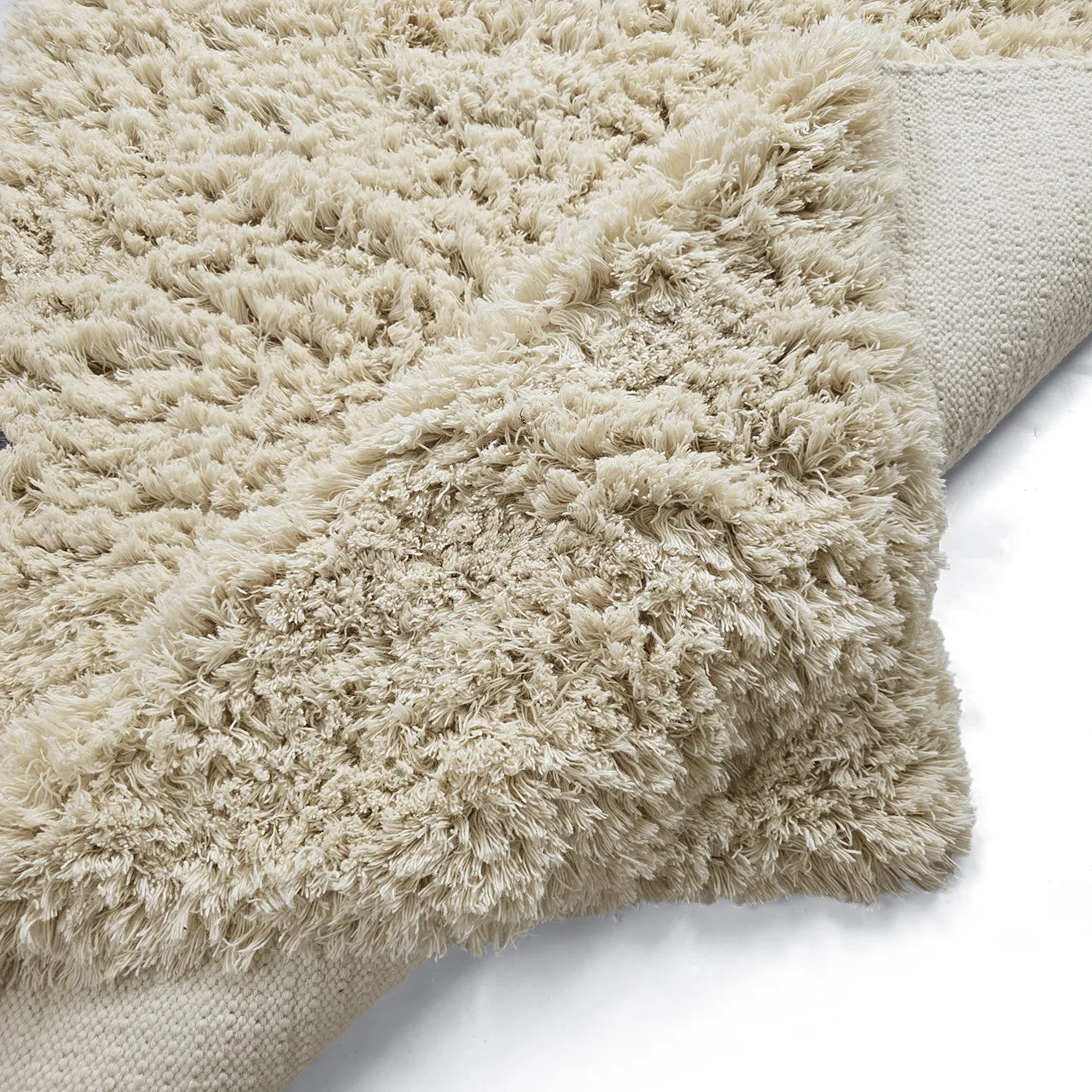 Tapis shaggy - Fassale Hand Woven Wool Shaggy (crème)
