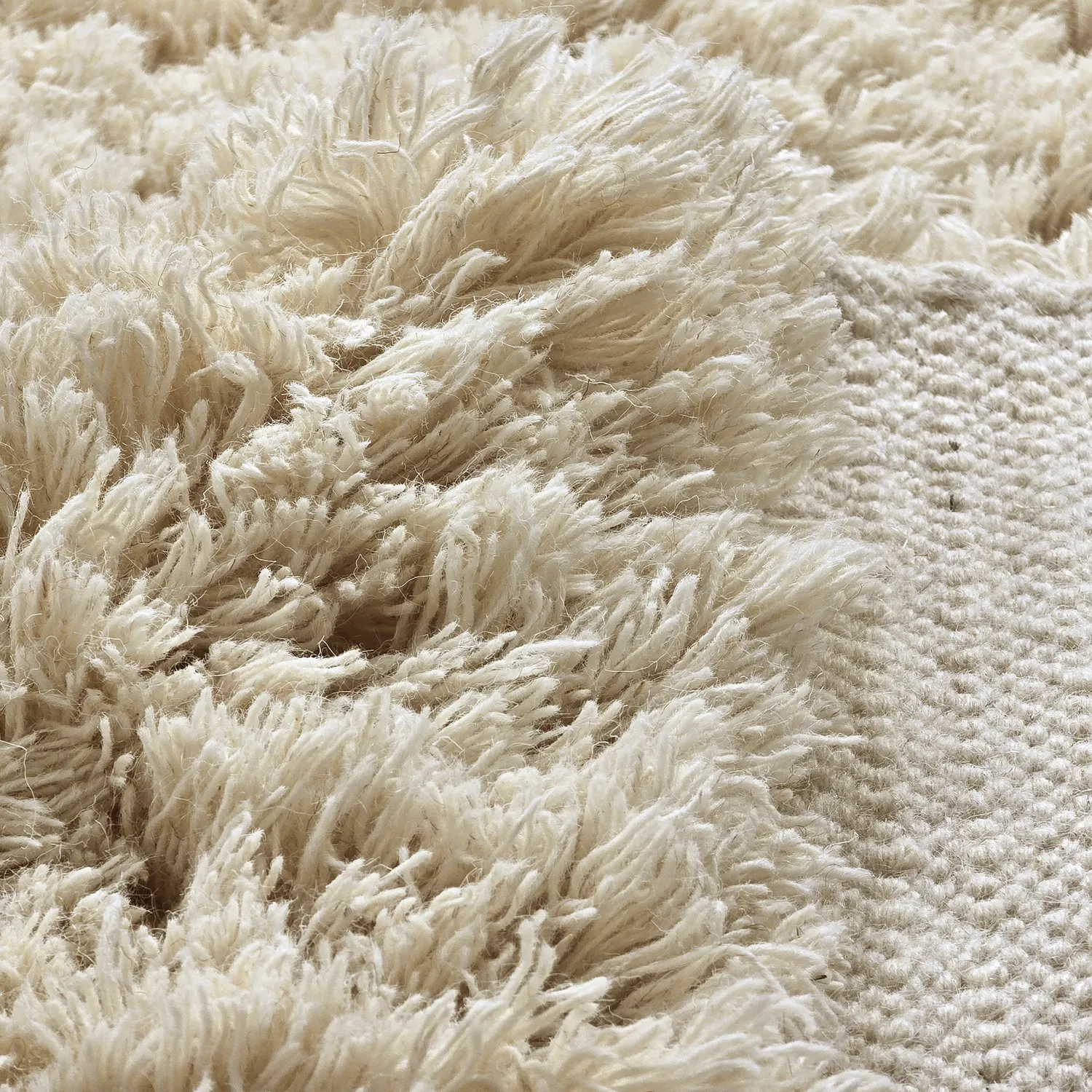 Tapis shaggy - Fassale Hand Woven Wool Shaggy (crème)