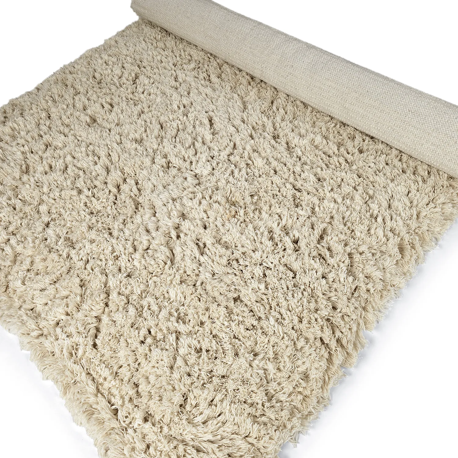Tapis shaggy - Fassale Hand Woven Wool Shaggy (crème)