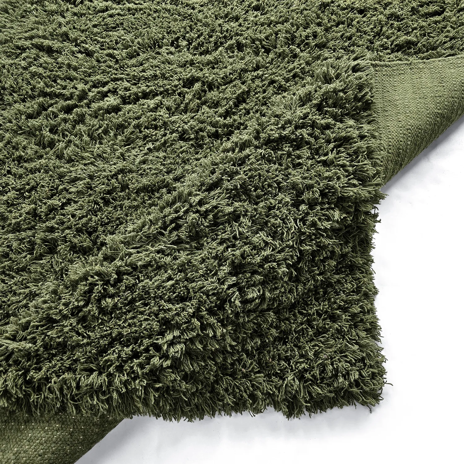Tapis shaggy - Fassale Hand Woven Wool Shaggy (vert mousse)