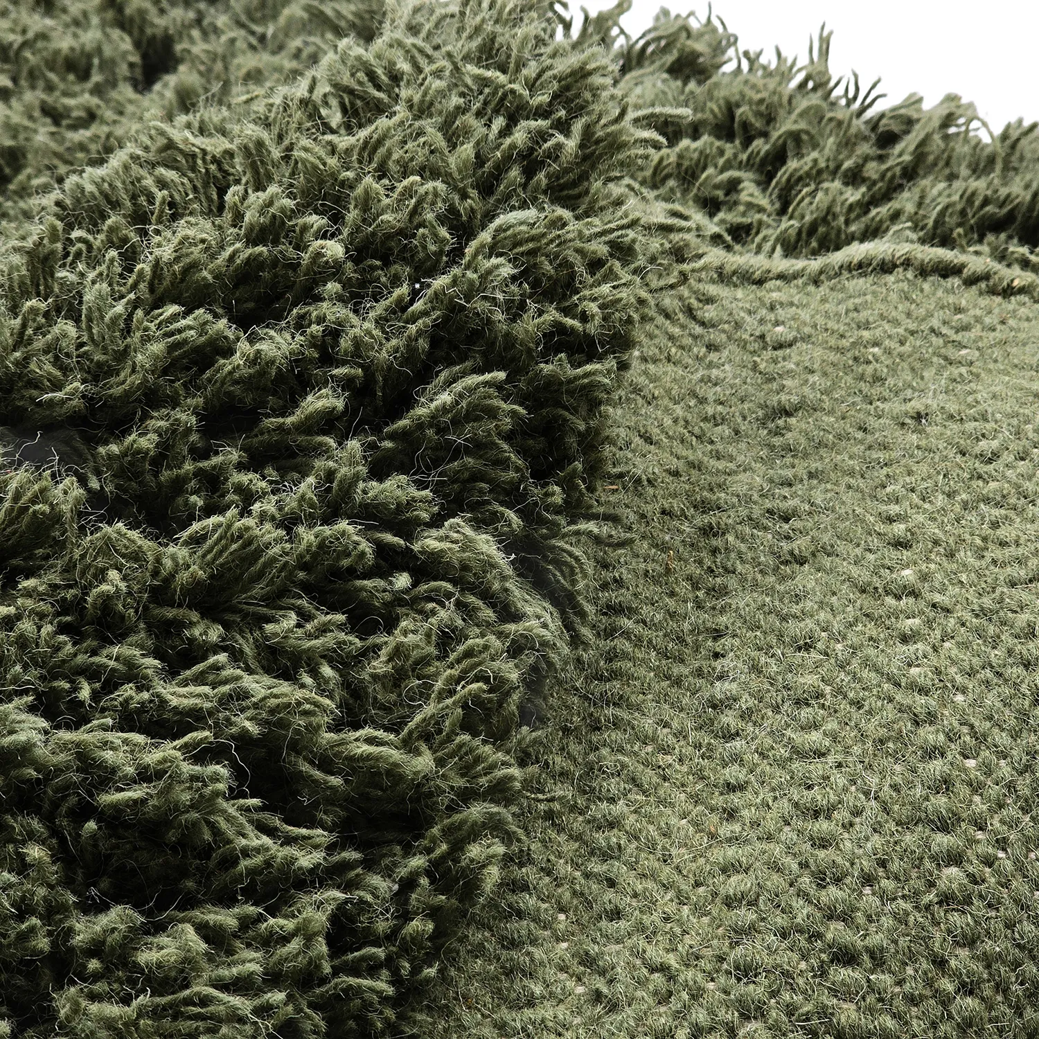 Tapis rond - Fassale Hand Woven Wool Shaggy (vert mousse)