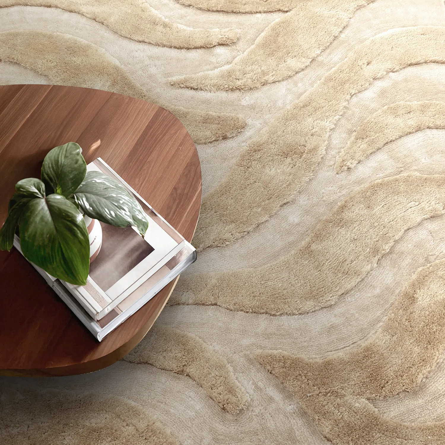 Tapis shaggy - Fergana (crème/beige)