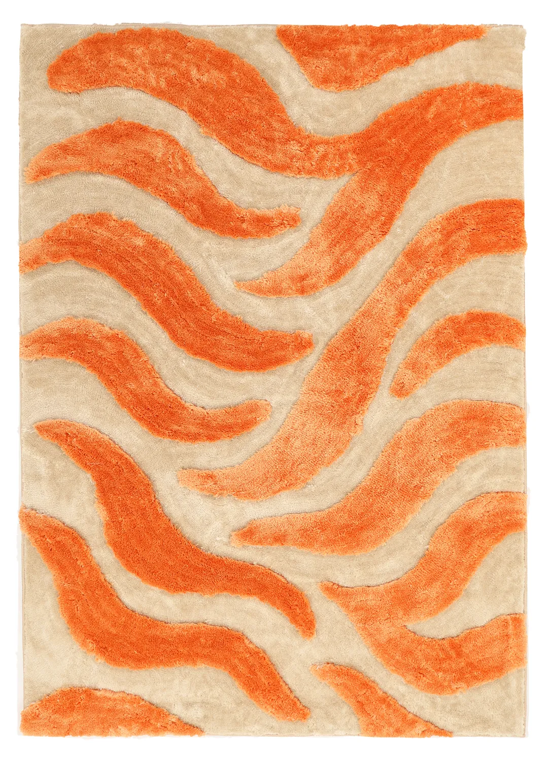 Tapis shaggy - Fergana (crème/orange)