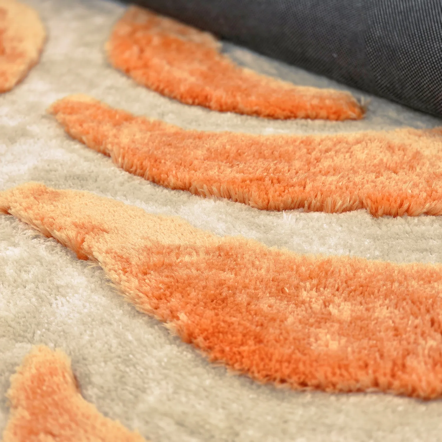 Tapis shaggy - Fergana (crème/orange)
