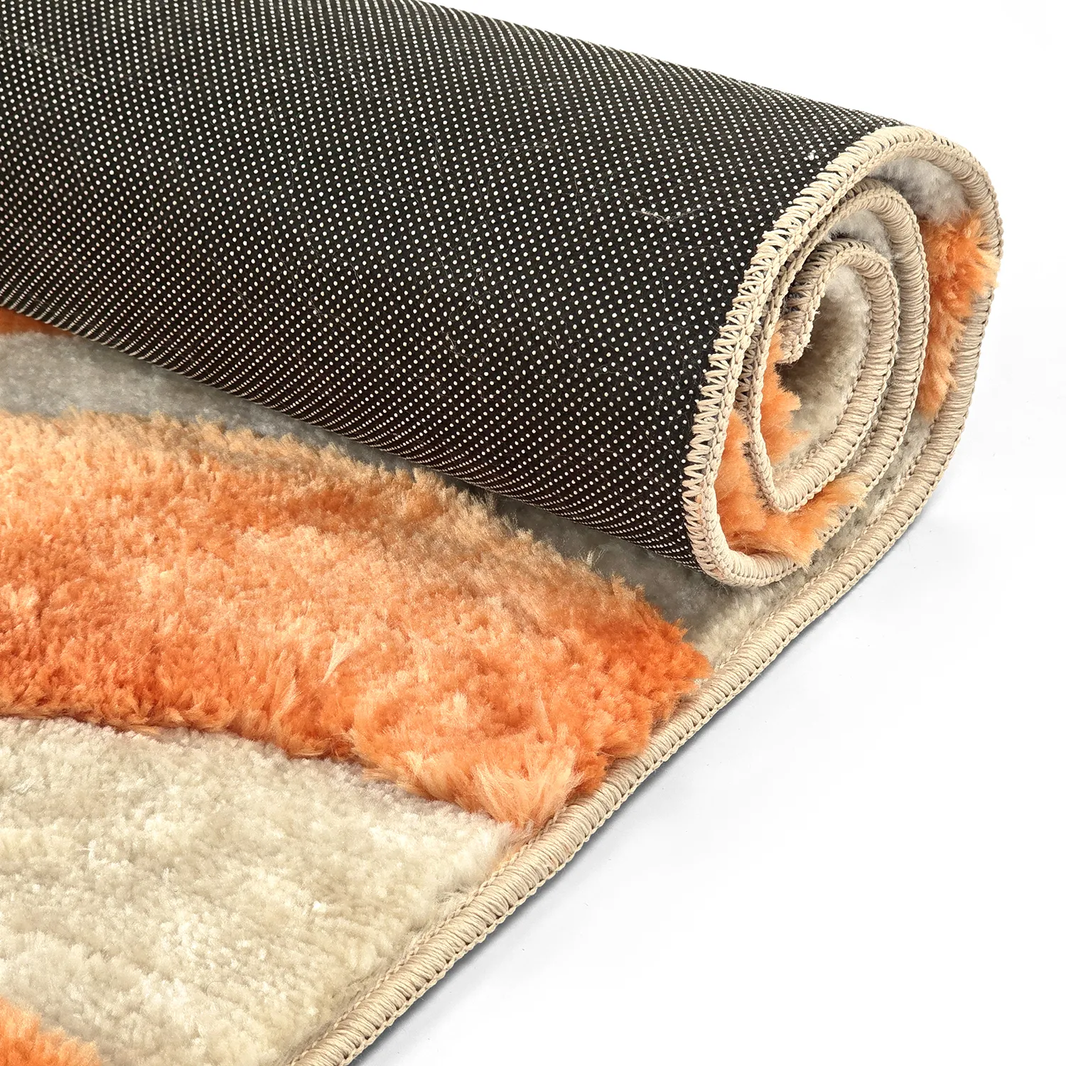 Tapis shaggy - Fergana (crème/orange)