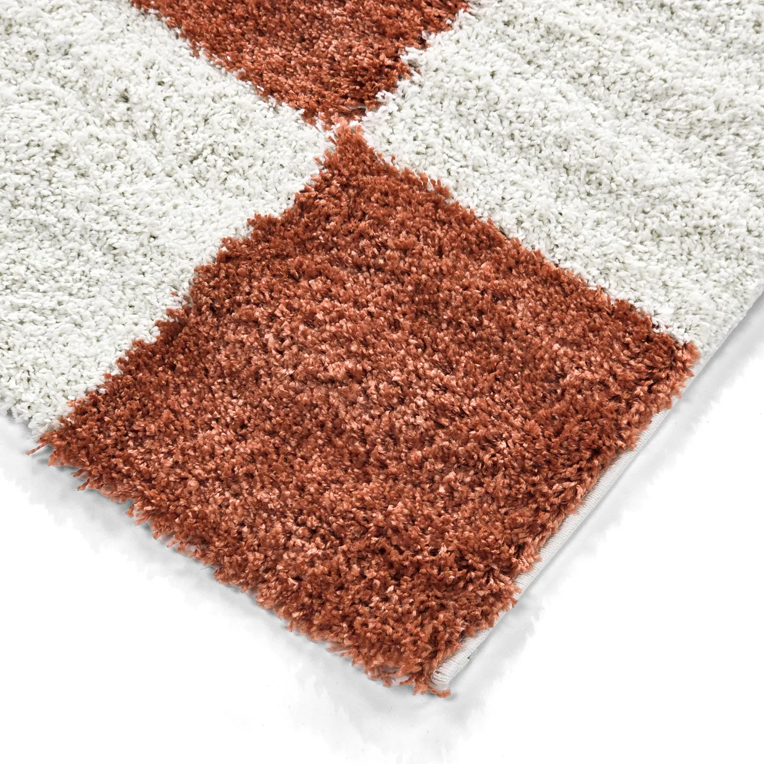 Tapis à poils longs - Gordes (orange/blanc)